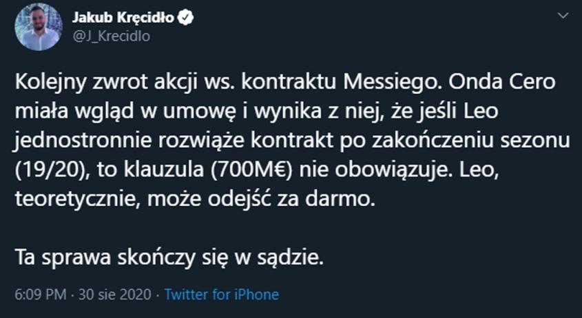 ZAMIESZANIE z klauzulą w kontrakcie Leo Messiego